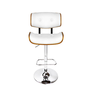 Bar Stools - Morgan Leather Bar Stool Wooden Swivel (Set Of 2) White