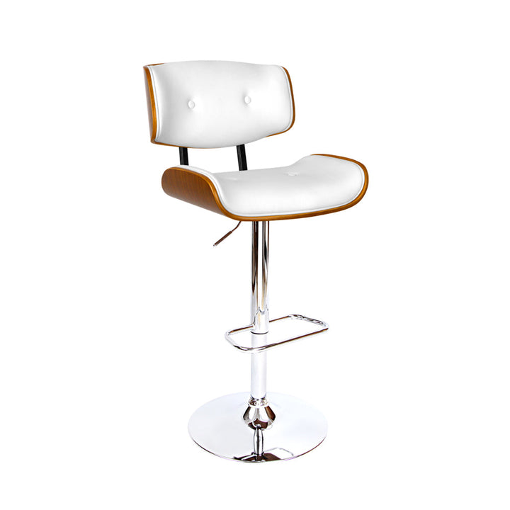 Bar Stools - Morgan Leather Bar Stool Wooden Swivel (Set Of 2) White
