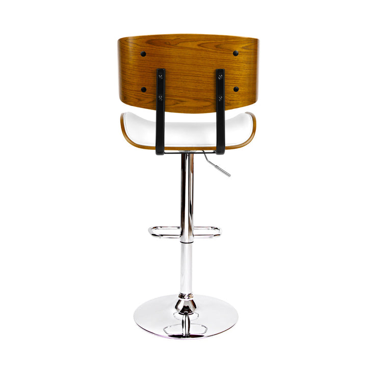 Bar Stools - Morgan Leather Bar Stool Wooden Swivel (Set Of 2) White
