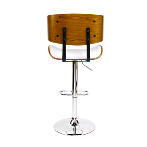 Bar Stools - Morgan Leather Bar Stool Wooden Swivel (Set Of 2) White