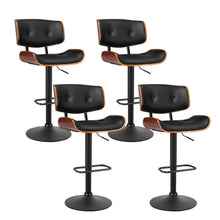 Load image into Gallery viewer, Bar Stools - Morgan Leather Bar Stool Wooden Swivel (Set Of 4) Black Frame