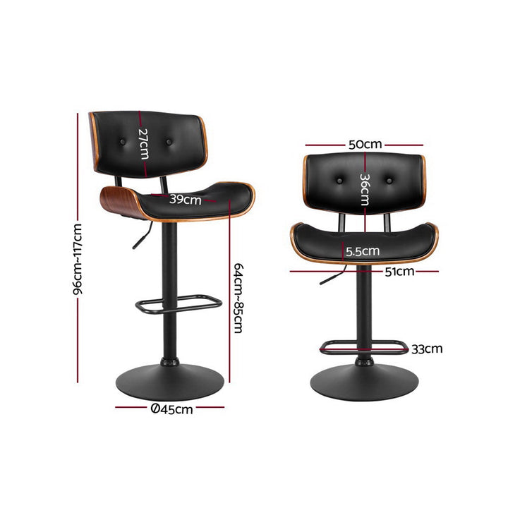 Bar Stools - Morgan Leather Bar Stool Wooden Swivel (Set Of 4) Black Frame