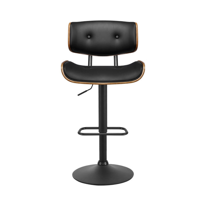 Bar Stools - Morgan Leather Bar Stool Wooden Swivel (Set Of 4) Black Frame