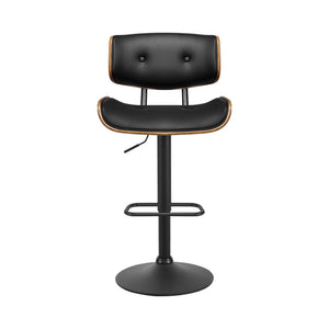 Bar Stools - Morgan Leather Bar Stool Wooden Swivel (Set Of 4) Black Frame