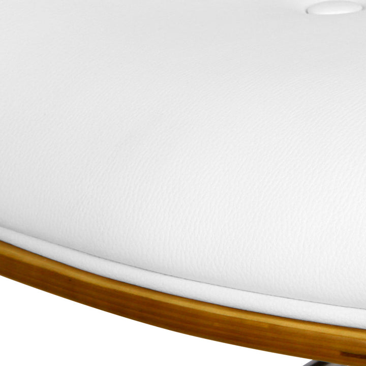 Bar Stools - Morgan Leather Bar Stool Wooden Swivel White