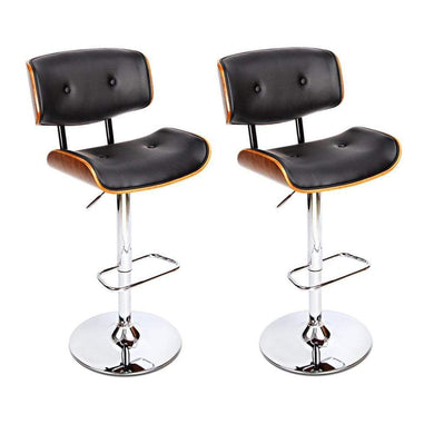 Bar Stools - Morgan Set Of 2 Wooden Gas Lift Kitchen Bar Stool Black