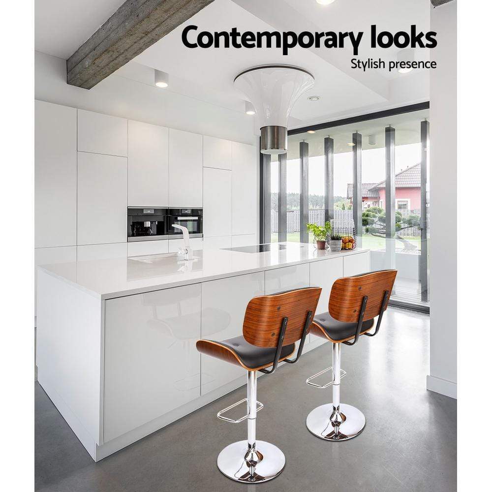 Bar Stools - Morgan Set Of 2 Wooden Gas Lift Kitchen Bar Stool Black