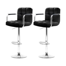 Load image into Gallery viewer, Bar Stools - Noa Set Of 2 Leather Gas Lift Swivel Kitchen Bar Stool Black