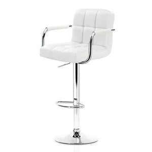 Bar Stools - Noa Set Of 2 Leather Gas Lift Swivel Kitchen Bar Stool White