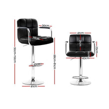 Load image into Gallery viewer, Bar Stools - Noa Set Of 4 Leather Gas Lift Swivel Kitchen Bar Stool Black
