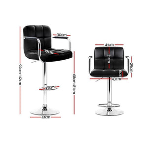 Bar Stools - Noa Set Of 4 Leather Gas Lift Swivel Kitchen Bar Stool Black