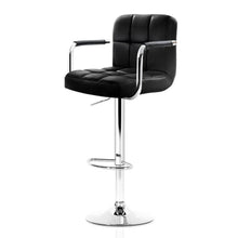 Load image into Gallery viewer, Bar Stools - Noa Set Of 4 Leather Gas Lift Swivel Kitchen Bar Stool Black