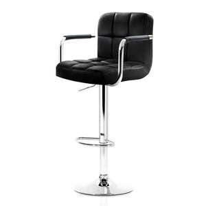 Bar Stools - Noa Set Of 4 Leather Gas Lift Swivel Kitchen Bar Stool Black
