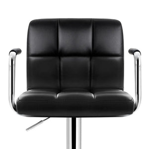 Bar Stools - Noa Set Of 4 Leather Gas Lift Swivel Kitchen Bar Stool Black