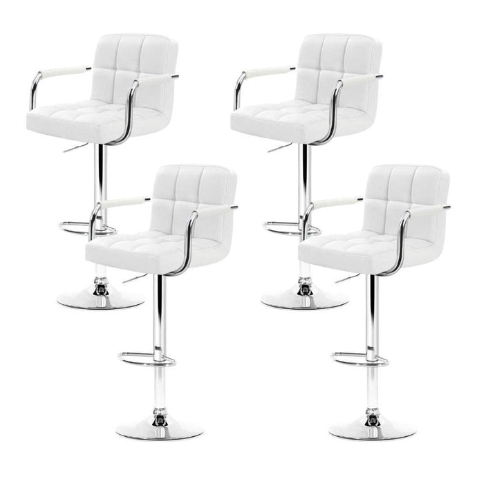 Bar Stools - Noa Set Of 4 Leather Gas Lift Swivel Kitchen Bar Stool White