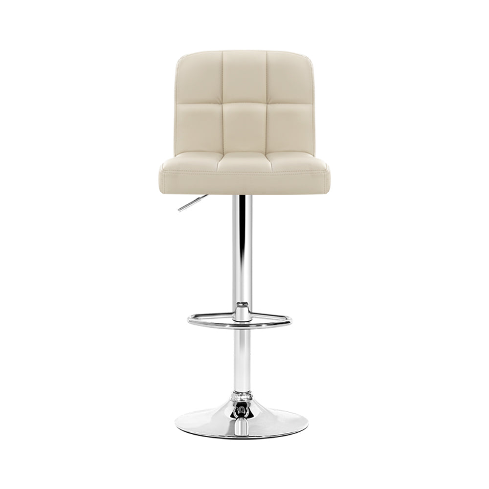 Bar Stools - Noel Leather Bar Stool Swivel (Set Of 2) Beige