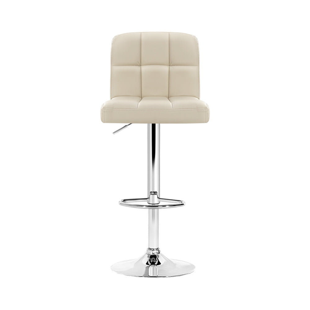 Bar Stools - Noel Leather Bar Stool Swivel (Set Of 4) Beige