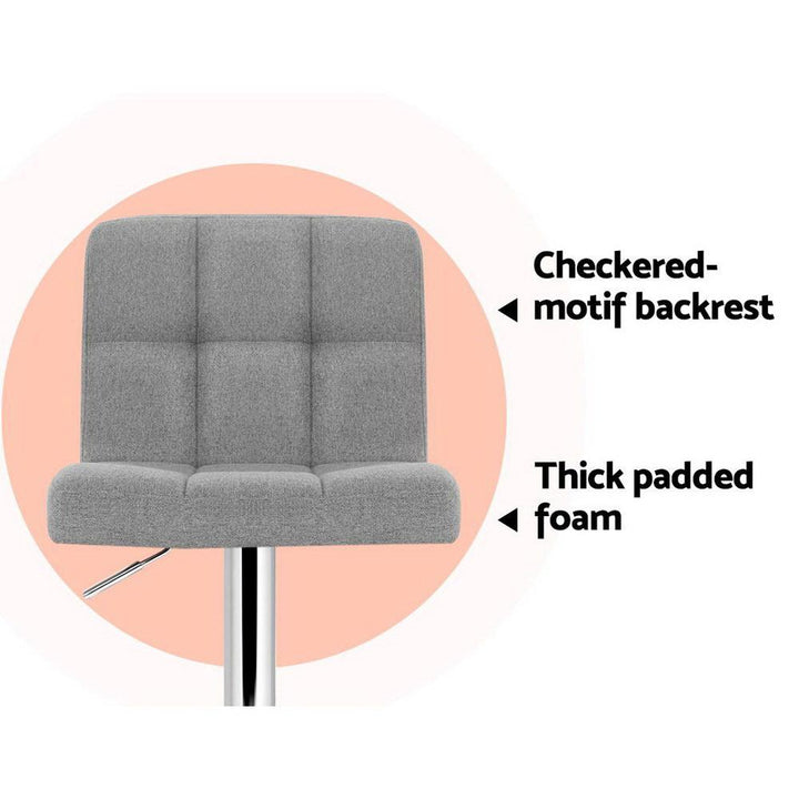 Bar Stools - Noel Set Of 2 Fabric Gas Lift Swivel Kitchen Bar Stool Grey