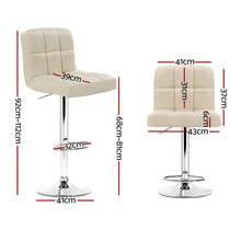 Load image into Gallery viewer, Bar Stools - Noel Set Of 2 Leather Gas Lift Swivel Kitchen Bar Stool Beige