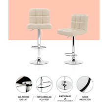 Load image into Gallery viewer, Bar Stools - Noel Set Of 2 Leather Gas Lift Swivel Kitchen Bar Stool Beige