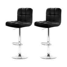 Load image into Gallery viewer, Bar Stools - Noel Set Of 2 Leather Gas Lift Swivel Kitchen Bar Stool Black