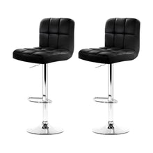 Load image into Gallery viewer, Bar Stools - Noel Set Of 2 Leather Gas Lift Swivel Kitchen Bar Stool Black