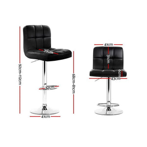 Bar Stools - Noel Set Of 2 Leather Gas Lift Swivel Kitchen Bar Stool Black