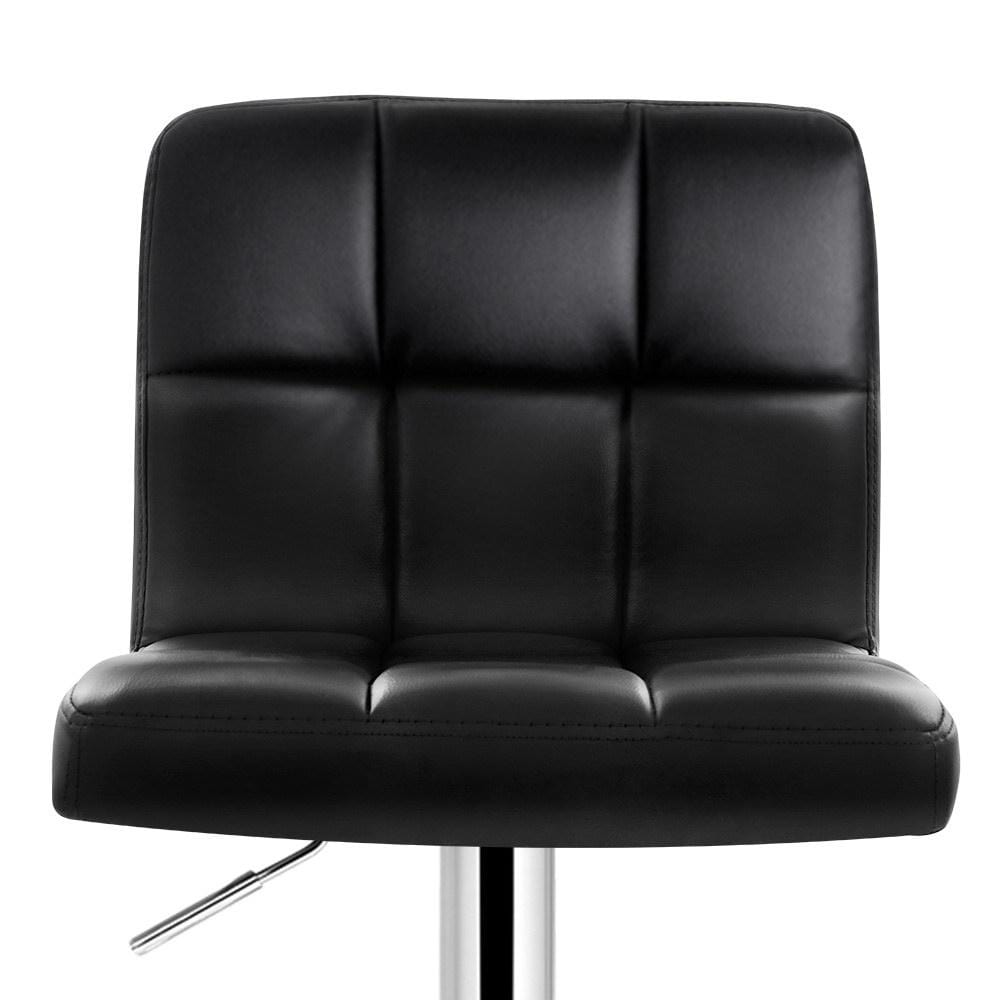 Bar Stools - Noel Set Of 2 Leather Gas Lift Swivel Kitchen Bar Stool Black
