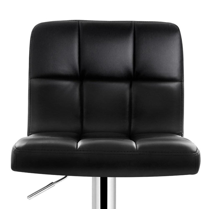 Bar Stools - Noel Set Of 2 Leather Gas Lift Swivel Kitchen Bar Stool Black
