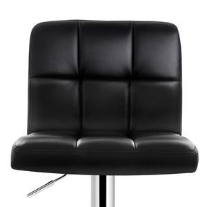 Bar Stools - Noel Set Of 2 Leather Gas Lift Swivel Kitchen Bar Stool Black