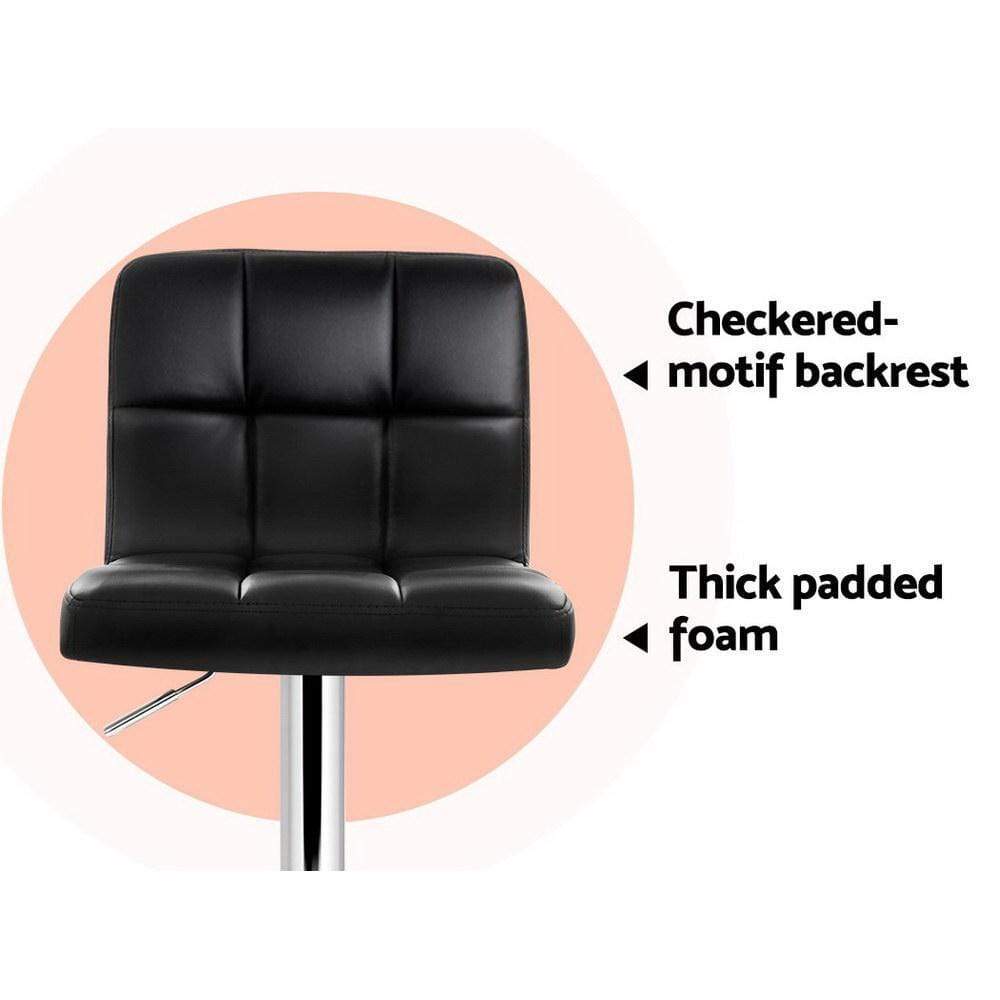 Bar Stools - Noel Set Of 2 Leather Gas Lift Swivel Kitchen Bar Stool Black
