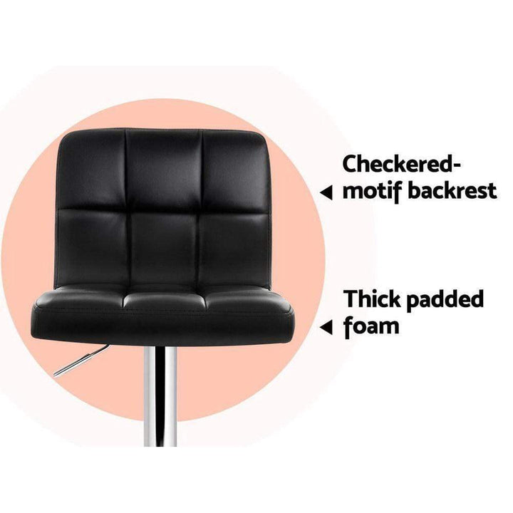 Bar Stools - Noel Set Of 2 Leather Gas Lift Swivel Kitchen Bar Stool Black