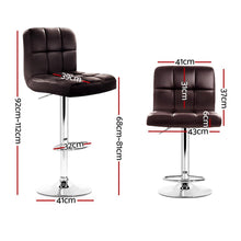 Load image into Gallery viewer, Bar Stools - Noel Set Of 2 Leather Gas Lift Swivel Kitchen Bar Stool Brown