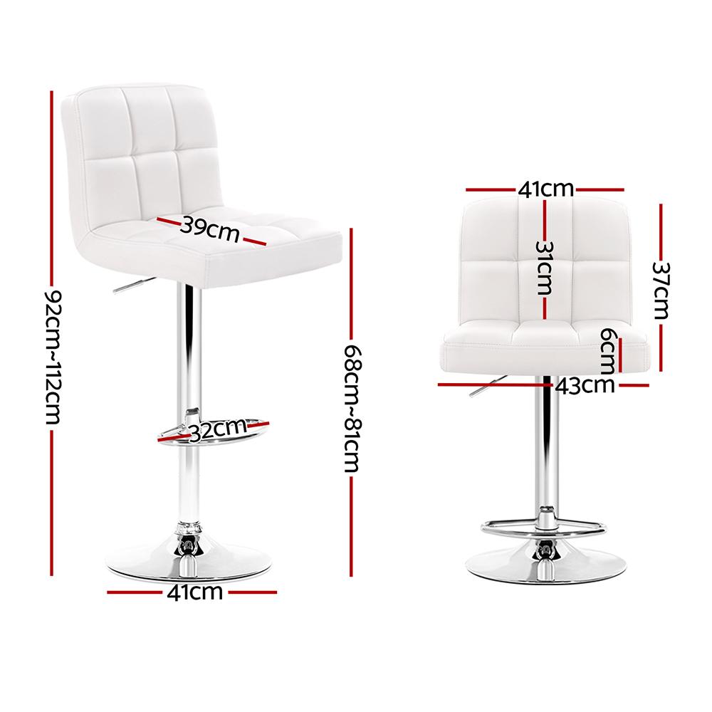 Bar Stools - Noel Set Of 2 Leather Gas Lift Swivel Kitchen Bar Stool White