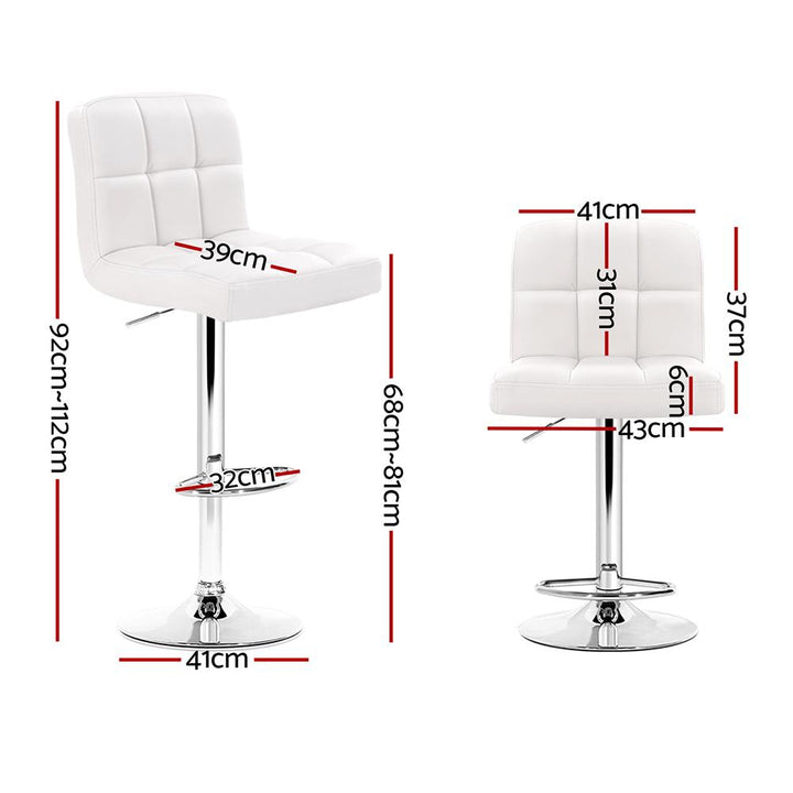 Bar Stools - Noel Set Of 2 Leather Gas Lift Swivel Kitchen Bar Stool White