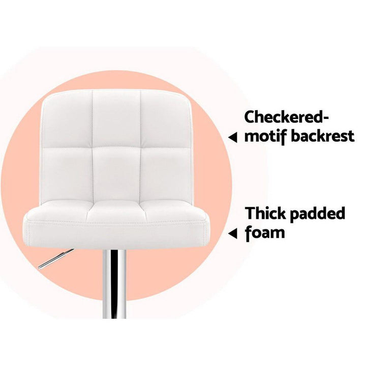 Bar Stools - Noel Set Of 2 Leather Gas Lift Swivel Kitchen Bar Stool White