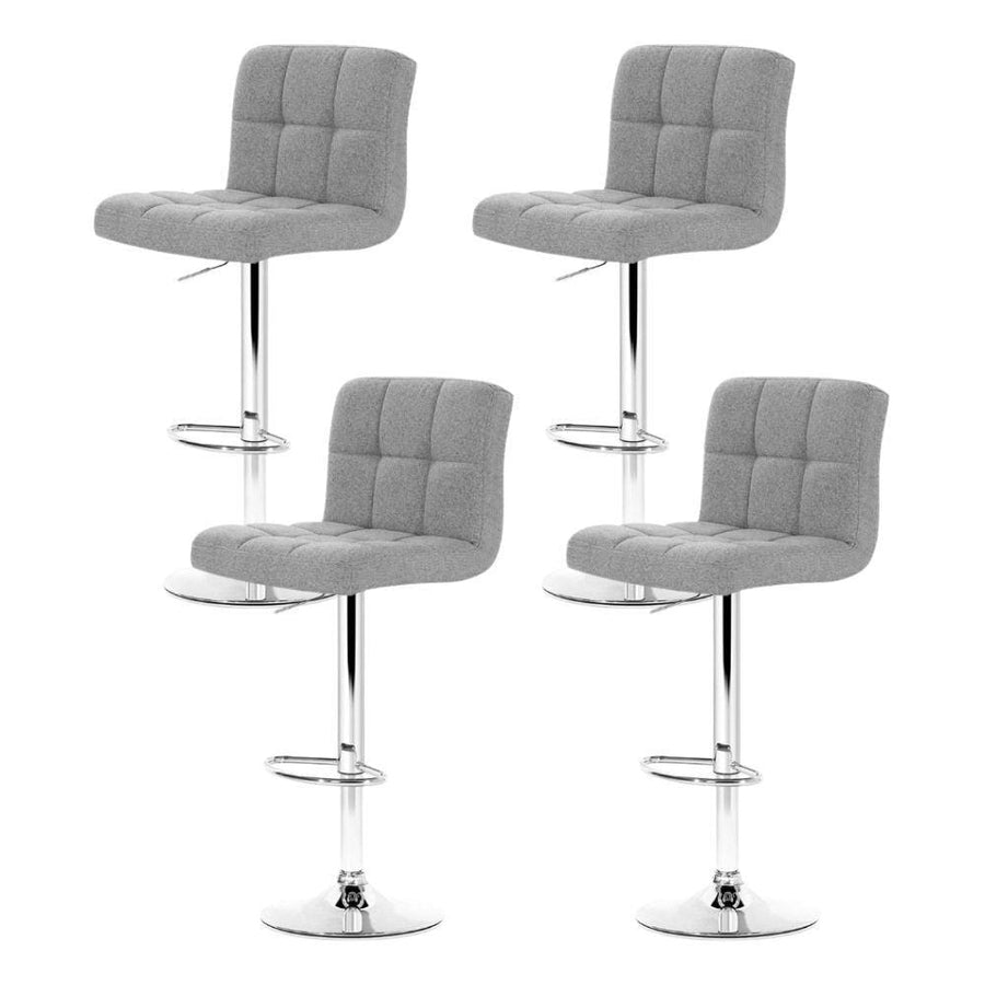 Bar Stools - Noel Set Of 4 Fabric Gas Lift Swivel Kitchen Bar Stool Grey