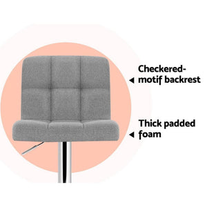 Bar Stools - Noel Set Of 4 Fabric Gas Lift Swivel Kitchen Bar Stool Grey