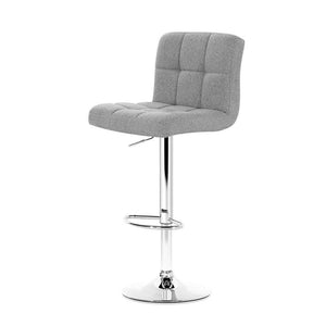 Bar Stools - Noel Set Of 4 Fabric Gas Lift Swivel Kitchen Bar Stool Grey