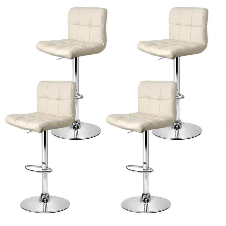 Bar Stools - Noel Set Of 4 Leather Gas Lift Swivel Kitchen Bar Stool Beige