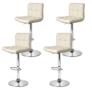 Bar Stools - Noel Set Of 4 Leather Gas Lift Swivel Kitchen Bar Stool Beige