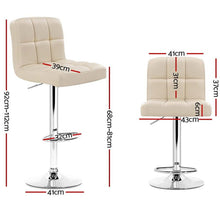 Load image into Gallery viewer, Bar Stools - Noel Set Of 4 Leather Gas Lift Swivel Kitchen Bar Stool Beige
