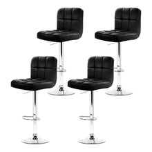 Load image into Gallery viewer, Bar Stools - Noel Set Of 4 Leather Gas Lift Swivel Kitchen Bar Stool Black