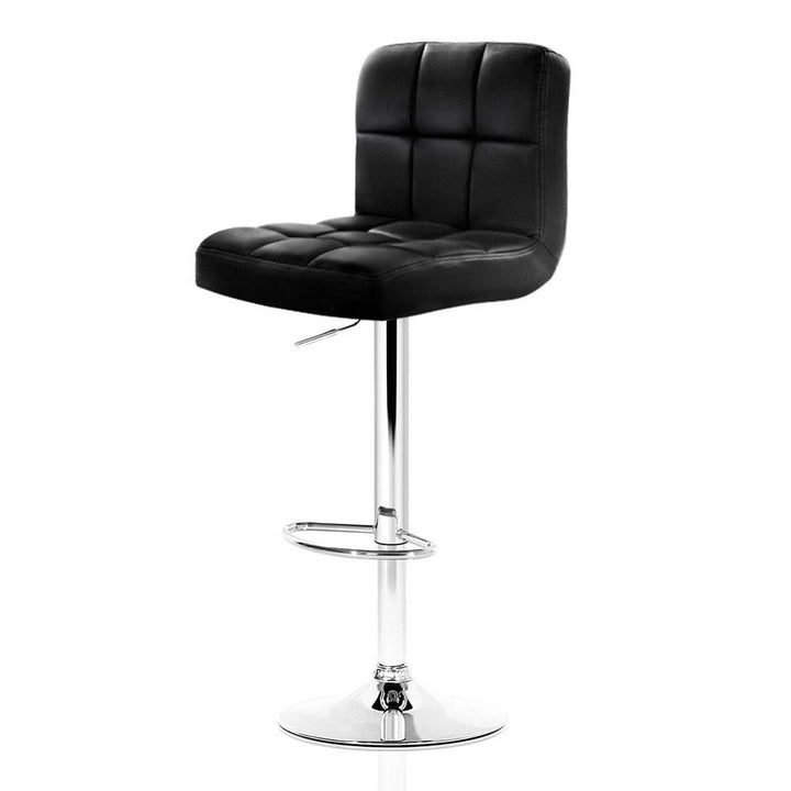 Bar Stools - Noel Set Of 4 Leather Gas Lift Swivel Kitchen Bar Stool Black