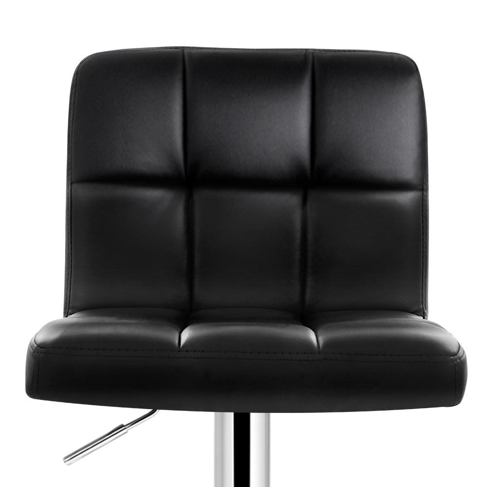 Bar Stools - Noel Set Of 4 Leather Gas Lift Swivel Kitchen Bar Stool Black