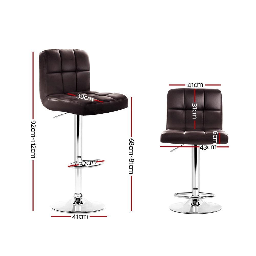 Bar Stools - Noel Set Of 4 Leather Gas Lift Swivel Kitchen Bar Stool Brown