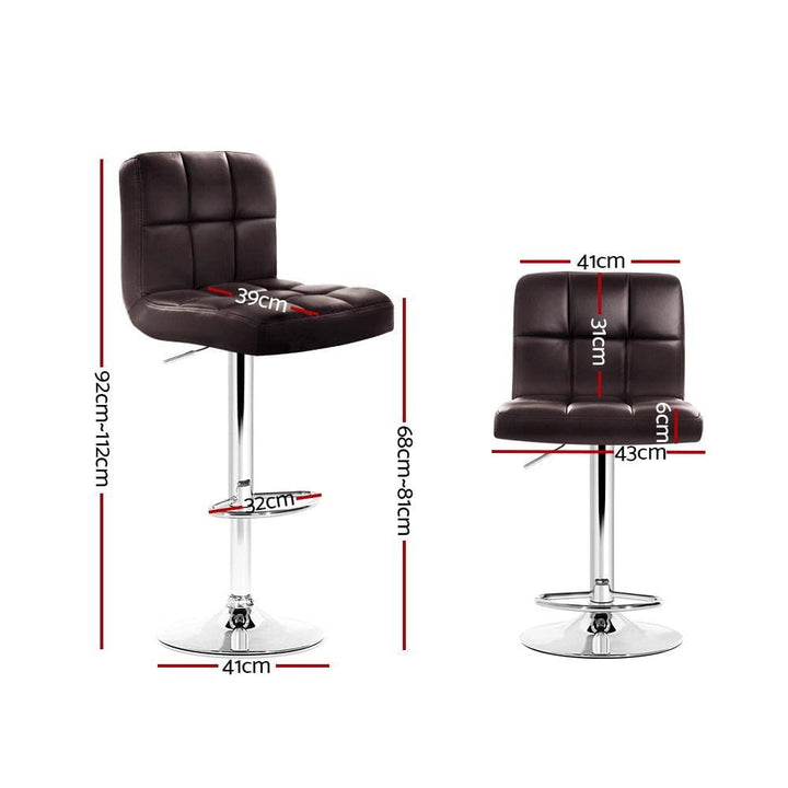 Bar Stools - Noel Set Of 4 Leather Gas Lift Swivel Kitchen Bar Stool Brown