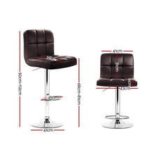 Load image into Gallery viewer, Bar Stools - Noel Set Of 4 Leather Gas Lift Swivel Kitchen Bar Stool Brown
