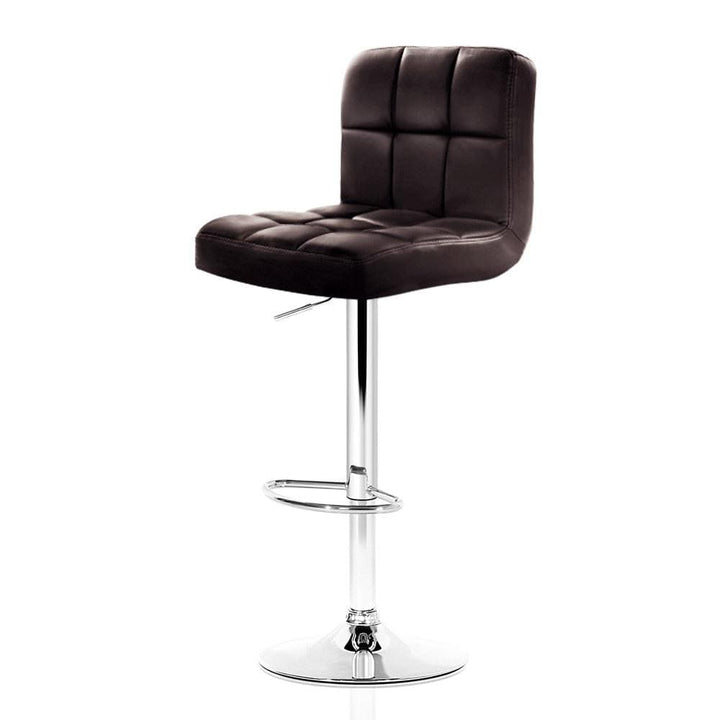 Bar Stools - Noel Set Of 4 Leather Gas Lift Swivel Kitchen Bar Stool Brown