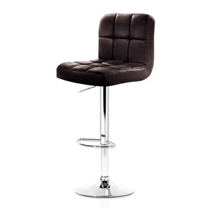 Bar Stools - Noel Set Of 4 Leather Gas Lift Swivel Kitchen Bar Stool Brown